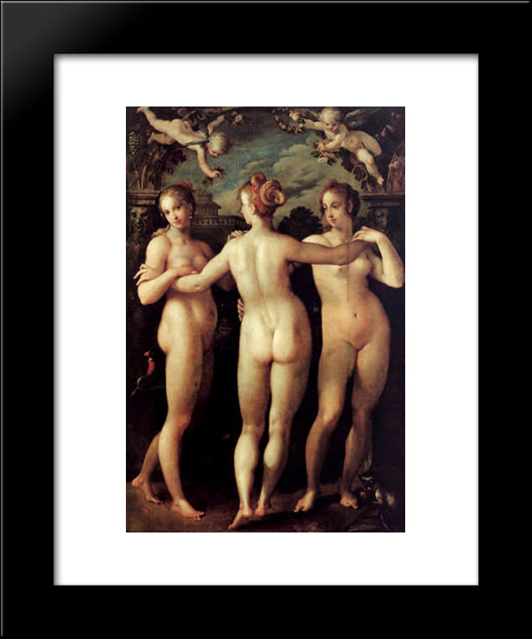 The Three Graces 20x24 Black Modern Wood Framed Art Print Poster by Aachen, Hans von