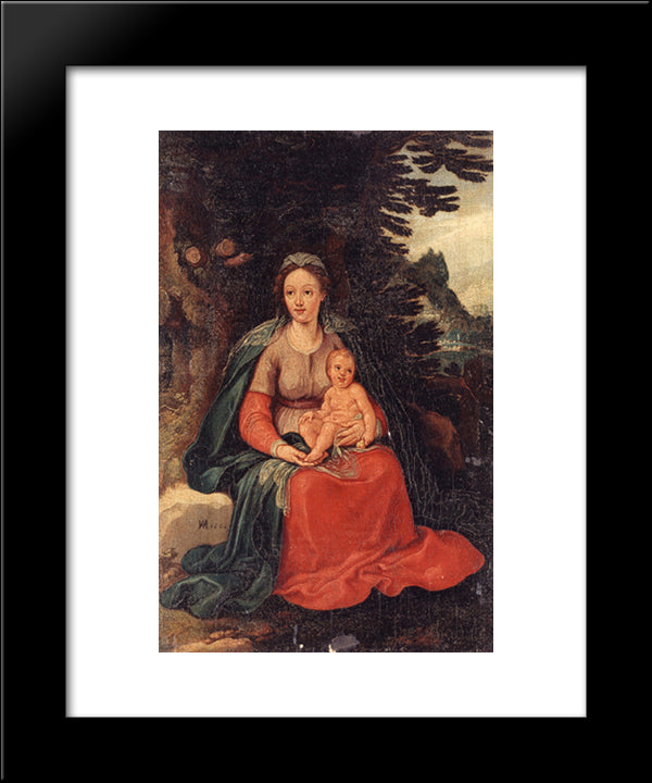 Virgin And Child 20x24 Black Modern Wood Framed Art Print Poster by Aachen, Hans von