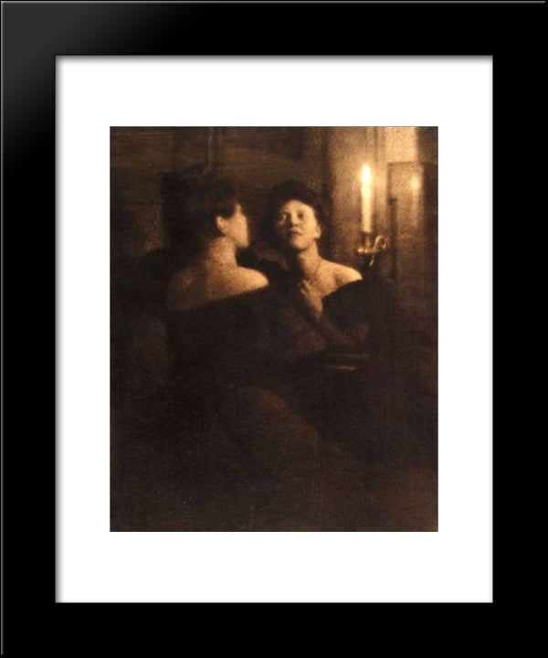 Woman At A Mirror 20x24 Black Modern Wood Framed Art Print Poster by Kuhn, Heinrich