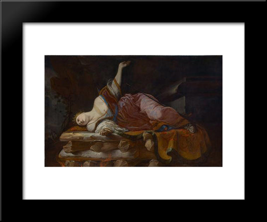 Dido Auf Dem Scheiterhaufen 20x24 Black Modern Wood Framed Art Print Poster by Schonfeld, Heinrich
