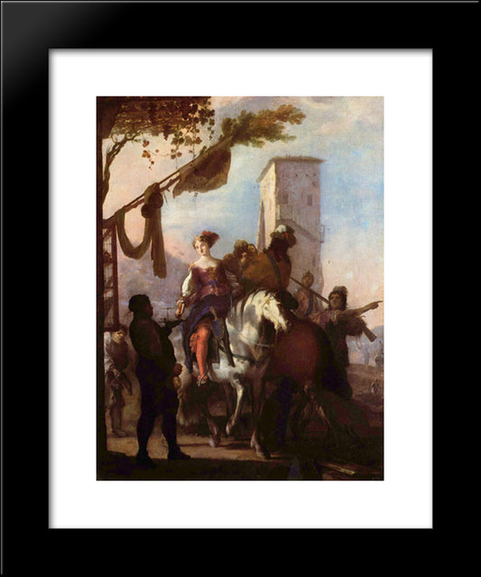 Halt Vor Dem Gasthaus 20x24 Black Modern Wood Framed Art Print Poster by Schonfeld, Heinrich