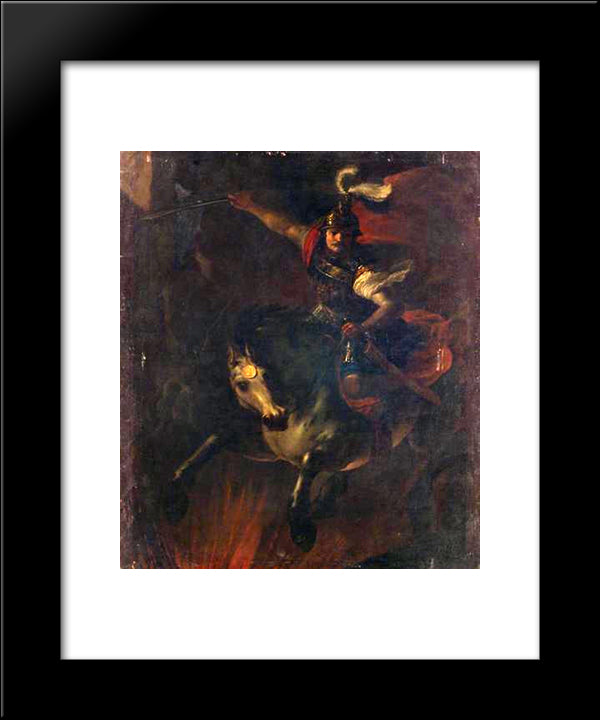 Opfertod Des Marcus Curtius 20x24 Black Modern Wood Framed Art Print Poster by Schonfeld, Heinrich