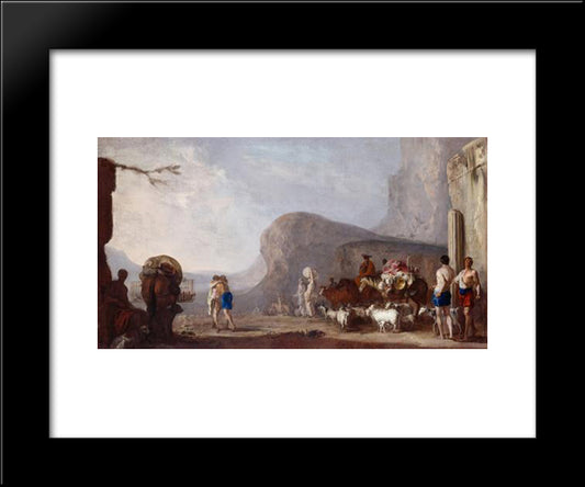 Versohnung Jakobs Mit Esau 20x24 Black Modern Wood Framed Art Print Poster by Schonfeld, Heinrich