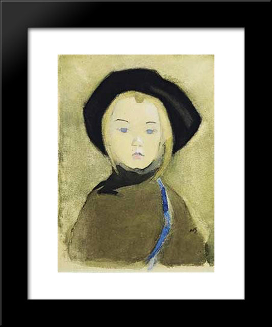 Girl With Blue Ribbon 20x24 Black Modern Wood Framed Art Print Poster by Schjerfbeck, Helene