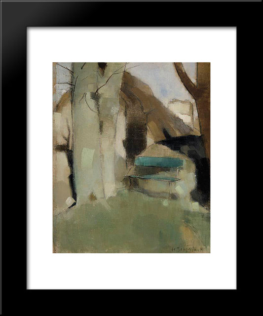 Green Bench 20x24 Black Modern Wood Framed Art Print Poster by Schjerfbeck, Helene