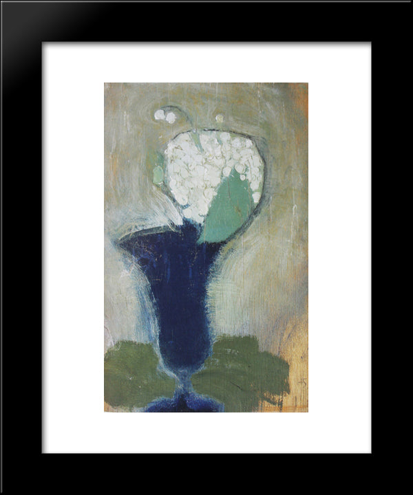 Lilies Of The Valley In A Blue Vase Ii 20x24 Black Modern Wood Framed Art Print Poster by Schjerfbeck, Helene