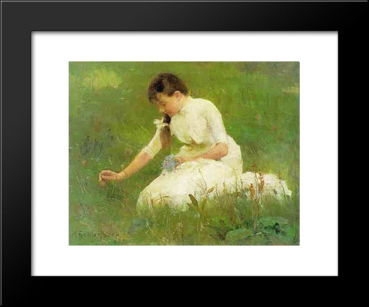 Picking Bluebells 20x24 Black Modern Wood Framed Art Print Poster by Schjerfbeck, Helene