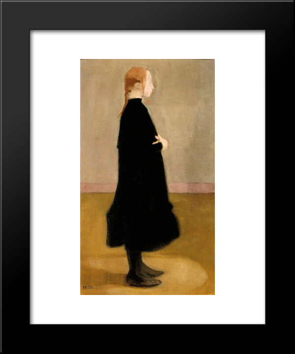 School Girl In Black 20x24 Black Modern Wood Framed Art Print Poster by Schjerfbeck, Helene