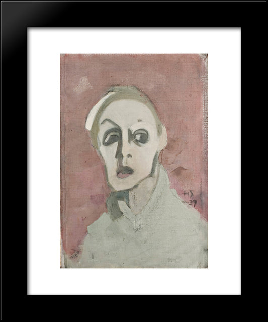 Self-Portrait With Black Mouth, 20x24 Black Modern Wood Framed Art Print Poster by Schjerfbeck, Helene