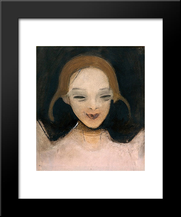 Smiling Girl 20x24 Black Modern Wood Framed Art Print Poster by Schjerfbeck, Helene