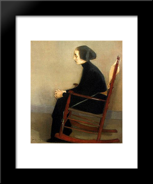 The Seamstress (The Working Woman) 20x24 Black Modern Wood Framed Art Print Poster by Schjerfbeck, Helene