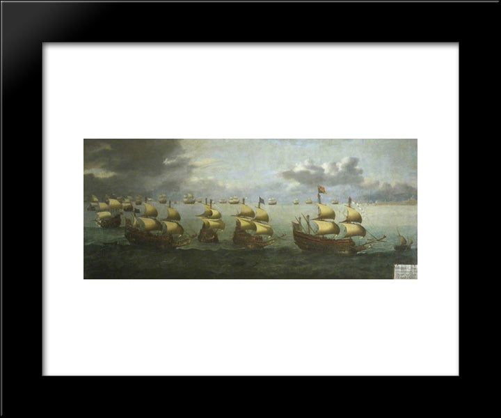 The Return Of Prince Charles From Spain, 5 October 1623 20x24 Black Modern Wood Framed Art Print Poster by Vroom, Hendrick Cornelisz