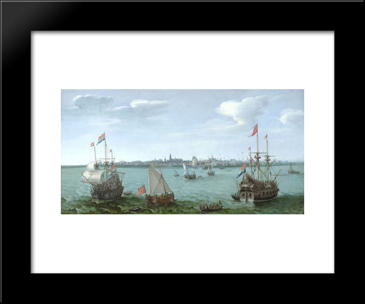View Of Hoorn (Netherlands) 20x24 Black Modern Wood Framed Art Print Poster by Vroom, Hendrick Cornelisz