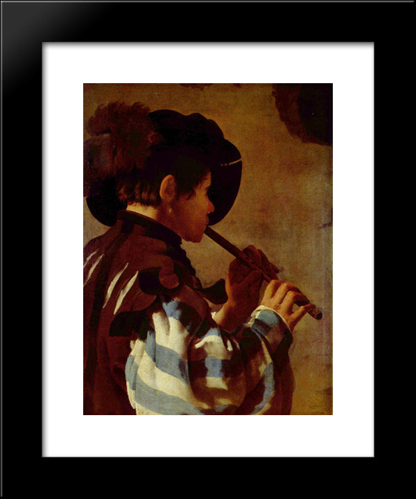 Boy Playing A Fife 20x24 Black Modern Wood Framed Art Print Poster by Terbrugghen, Hendrick