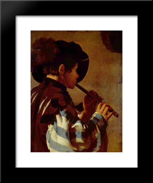 Boy Playing A Fife 20x24 Black Modern Wood Framed Art Print Poster by Terbrugghen, Hendrick