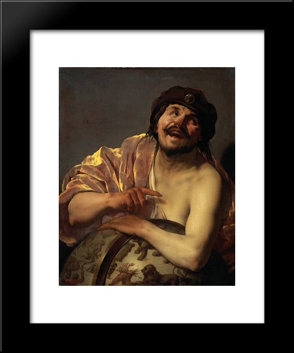 Democritus 20x24 Black Modern Wood Framed Art Print Poster by Terbrugghen, Hendrick
