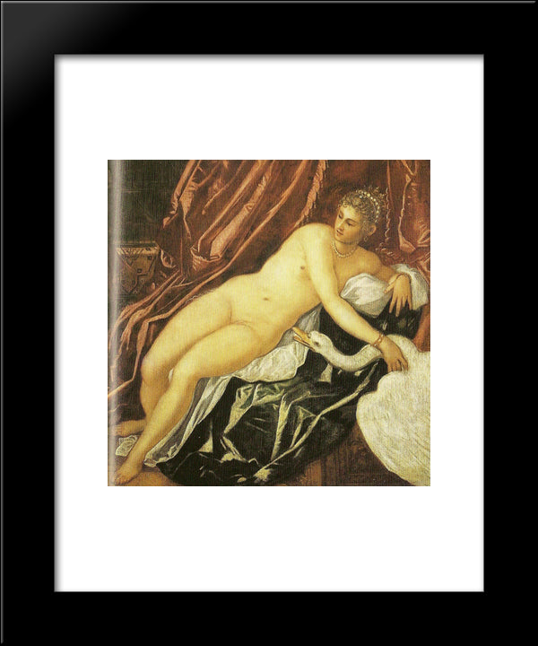 Leda And The Swan 20x24 Black Modern Wood Framed Art Print Poster by Terbrugghen, Hendrick