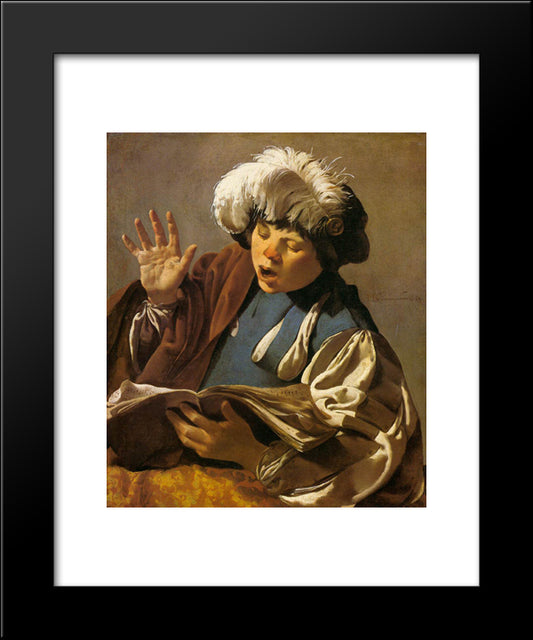 Singing Boy 20x24 Black Modern Wood Framed Art Print Poster by Terbrugghen, Hendrick
