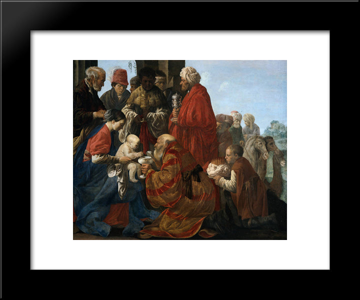 The Adoration Of The Magi 20x24 Black Modern Wood Framed Art Print Poster by Terbrugghen, Hendrick