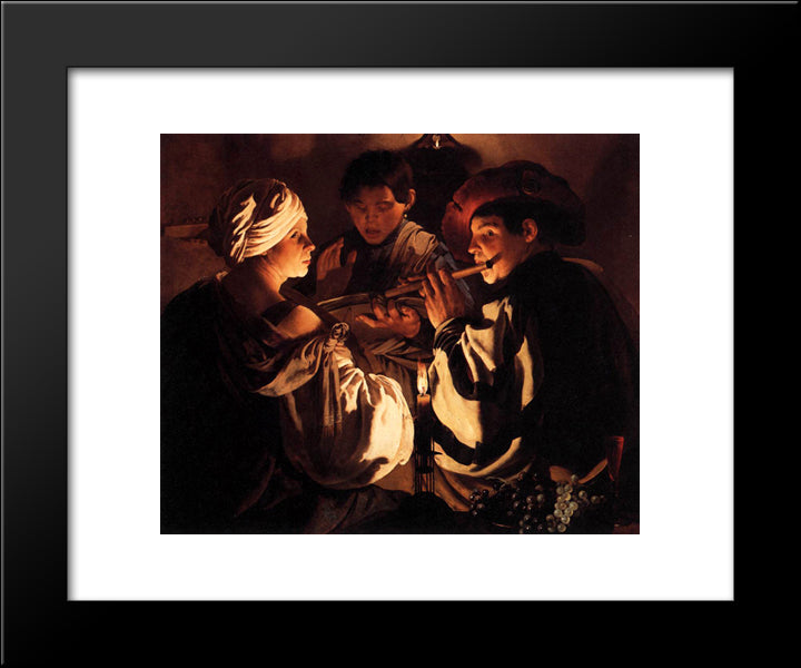 The Concert 20x24 Black Modern Wood Framed Art Print Poster by Terbrugghen, Hendrick