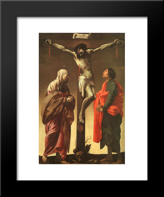 The Crucifixion With The Virgin And St. John 20x24 Black Modern Wood Framed Art Print Poster by Terbrugghen, Hendrick
