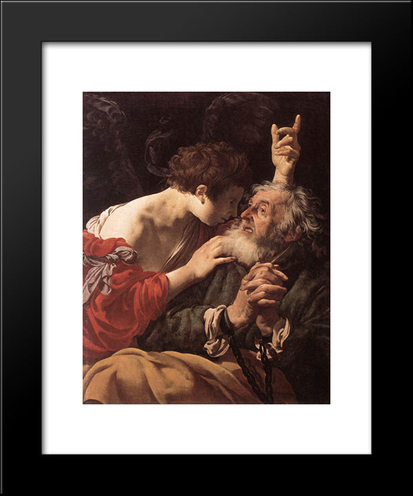 The Deliverance Of St. Peter 20x24 Black Modern Wood Framed Art Print Poster by Terbrugghen, Hendrick