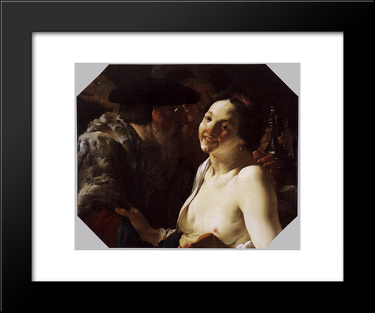 Unequal Couple 20x24 Black Modern Wood Framed Art Print Poster by Terbrugghen, Hendrick