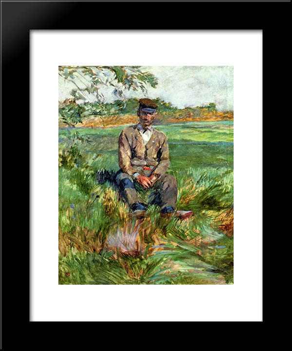 A Laborer At Celeyran 20x24 Black Modern Wood Framed Art Print Poster by Toulouse Lautrec, Henri de