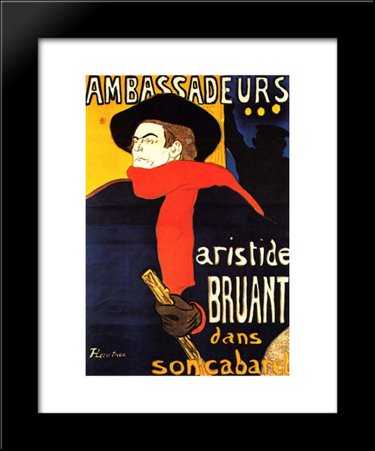 Ambassadeurs Aristide Bruant In His Cabaret 20x24 Black Modern Wood Framed Art Print Poster by Toulouse Lautrec, Henri de