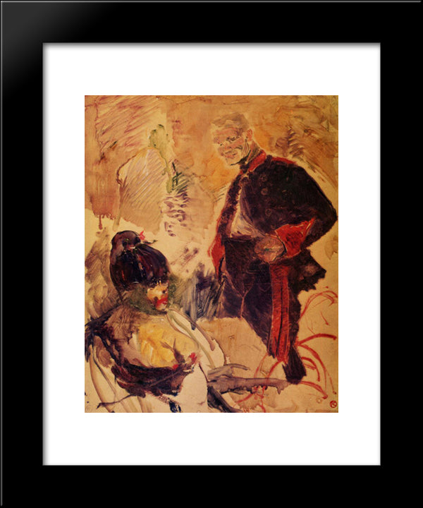 Artillerman And Girl 20x24 Black Modern Wood Framed Art Print Poster by Toulouse Lautrec, Henri de