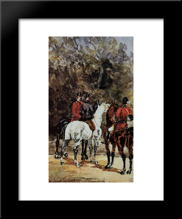 Assembly Of Hunters 20x24 Black Modern Wood Framed Art Print Poster by Toulouse Lautrec, Henri de