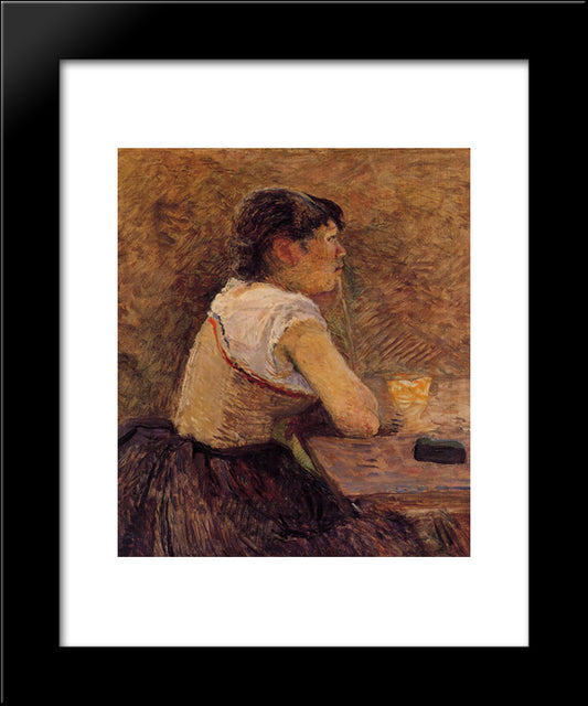 At Gennelle, Absinthe Drinker 20x24 Black Modern Wood Framed Art Print Poster by Toulouse Lautrec, Henri de