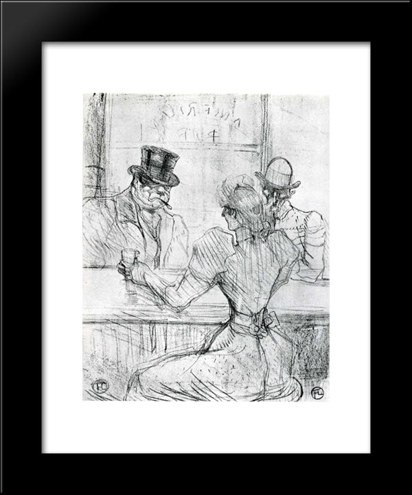 At The Bar Picton, Rue Scribe 20x24 Black Modern Wood Framed Art Print Poster by Toulouse Lautrec, Henri de