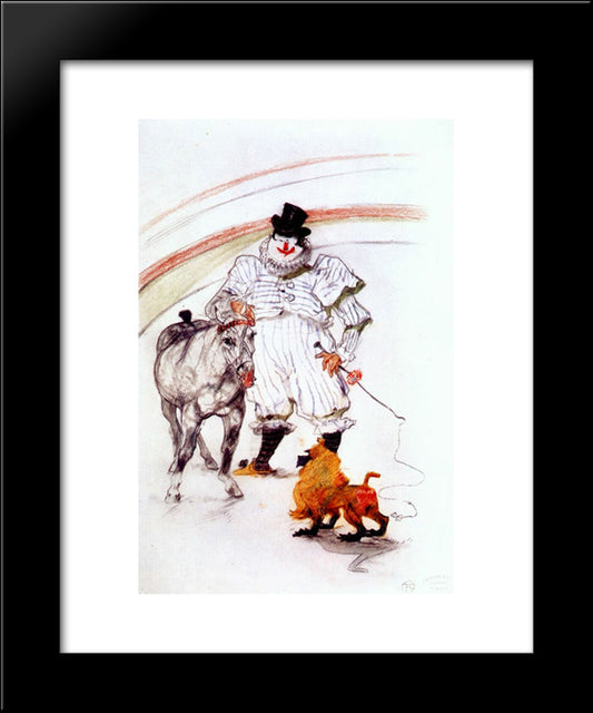 At The Circus, Horse And Monkey Dressage 20x24 Black Modern Wood Framed Art Print Poster by Toulouse Lautrec, Henri de