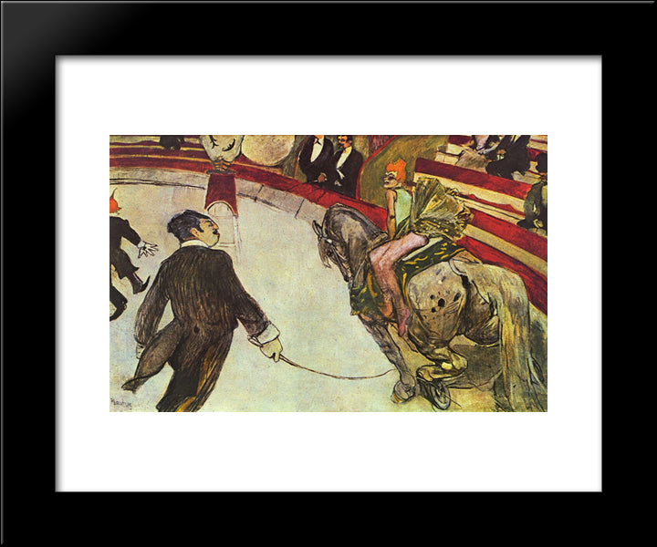 At The Circus Fernando, The Rider 20x24 Black Modern Wood Framed Art Print Poster by Toulouse Lautrec, Henri de