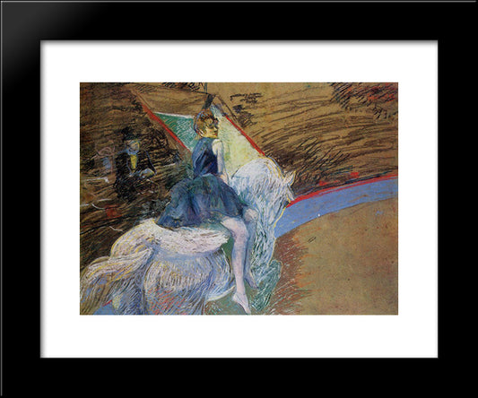 At The Cirque Fernando Rider On A White Horse 20x24 Black Modern Wood Framed Art Print Poster by Toulouse Lautrec, Henri de