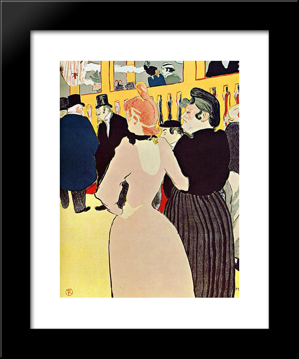 At The Moulin Rouge, La Goulue With Her Sister 20x24 Black Modern Wood Framed Art Print Poster by Toulouse Lautrec, Henri de