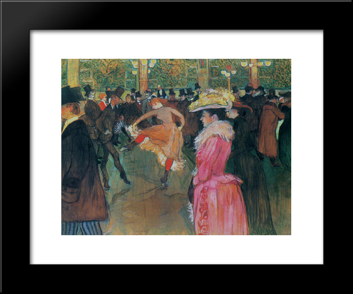 At The Moulin Rouge, The Dance 20x24 Black Modern Wood Framed Art Print Poster by Toulouse Lautrec, Henri de