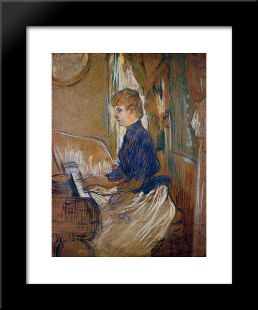 At The Piano Madame Juliette Pascal In The Salon Of The Chateau De Malrome 20x24 Black Modern Wood Framed Art Print Poster by Toulouse Lautrec, Henri de