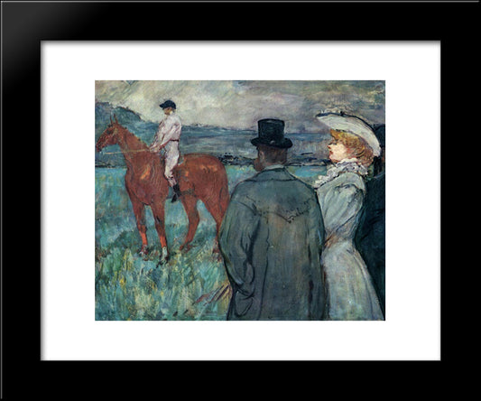 At The Races 20x24 Black Modern Wood Framed Art Print Poster by Toulouse Lautrec, Henri de