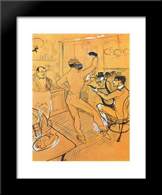 Chocolat Dancing In The Irish And American Bar 20x24 Black Modern Wood Framed Art Print Poster by Toulouse Lautrec, Henri de