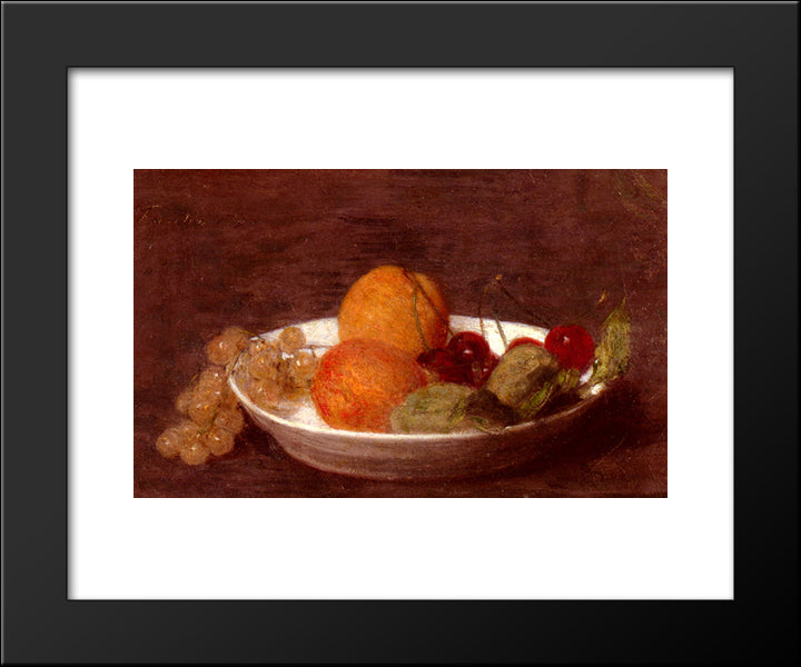 A Bowl Of Fruit 20x24 Black Modern Wood Framed Art Print Poster by Fantin Latour, Henri