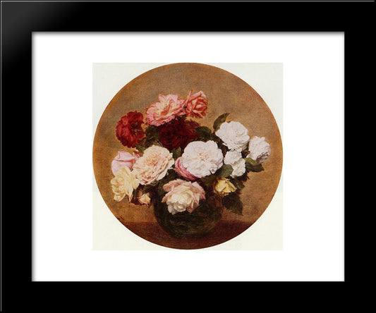 A Large Bouquet Of Roses 20x24 Black Modern Wood Framed Art Print Poster by Fantin Latour, Henri