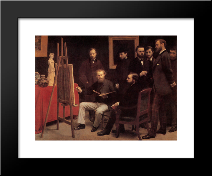 A Studio In The Batignolles (Homage To Manet) 20x24 Black Modern Wood Framed Art Print Poster by Fantin Latour, Henri