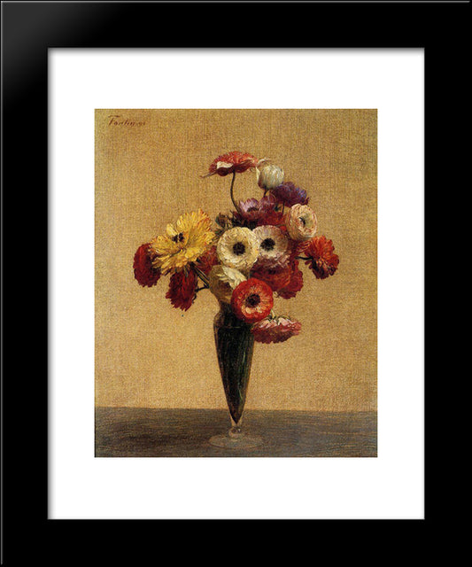 Anemones And Buttercups 20x24 Black Modern Wood Framed Art Print Poster by Fantin Latour, Henri