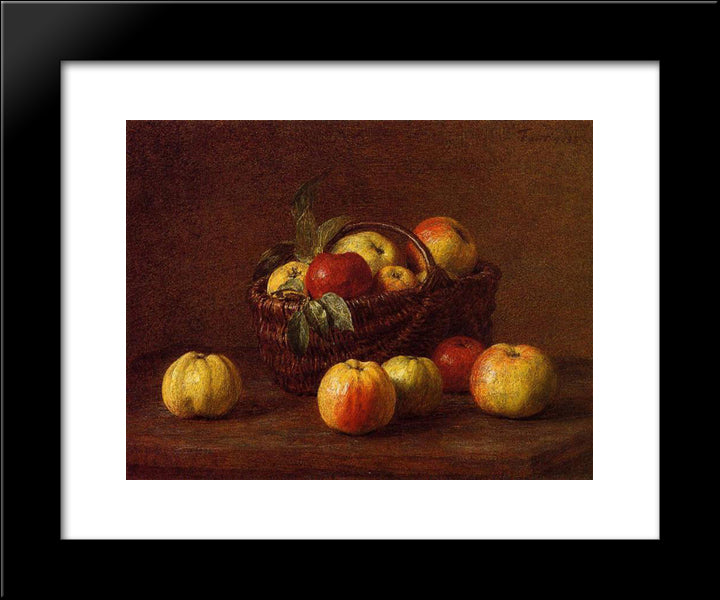 Apples In A Basket On A Table 20x24 Black Modern Wood Framed Art Print Poster by Fantin Latour, Henri