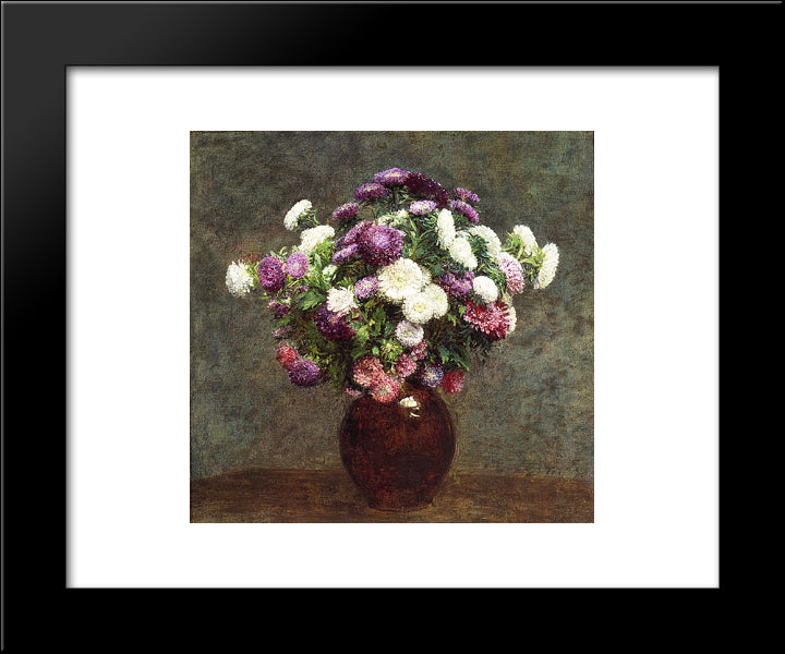 Asters In A Vase 20x24 Black Modern Wood Framed Art Print Poster by Fantin Latour, Henri