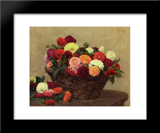 Basket Of Dahlias 20x24 Black Modern Wood Framed Art Print Poster by Fantin Latour, Henri