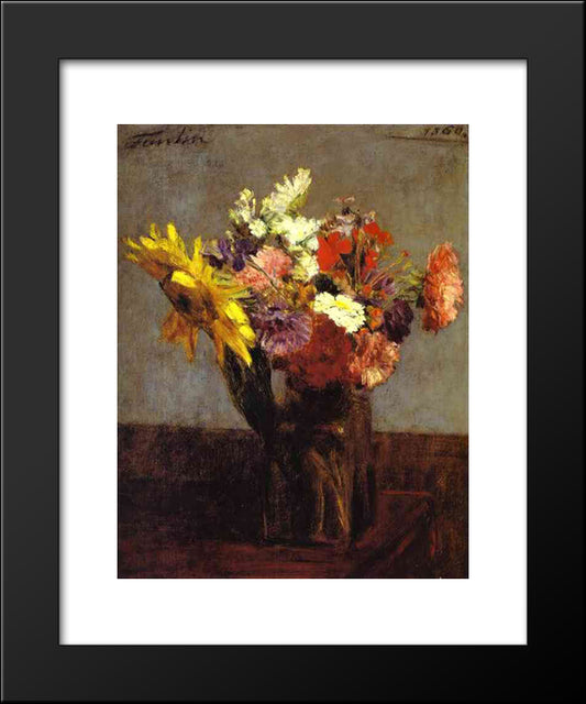 Bouquet Of Flowers 20x24 Black Modern Wood Framed Art Print Poster by Fantin Latour, Henri