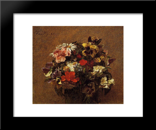 Bouquet Of Flowers Pansies 20x24 Black Modern Wood Framed Art Print Poster by Fantin Latour, Henri